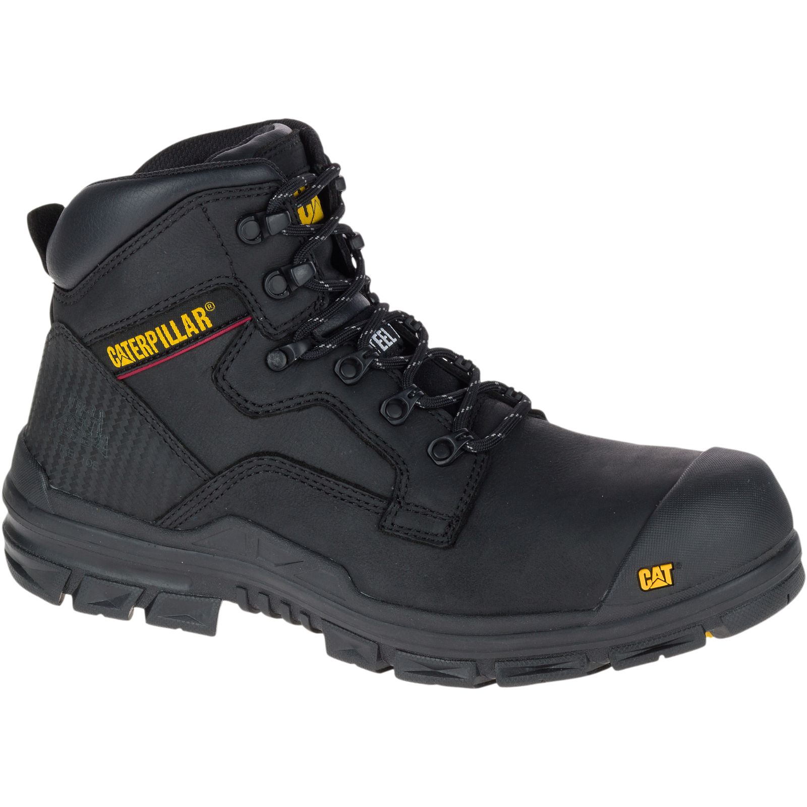 Caterpillar Bearing S3 Water Resistant Hro Src Steel Toe - Mens Work Boots - Black - NZ (763KMDCSO)